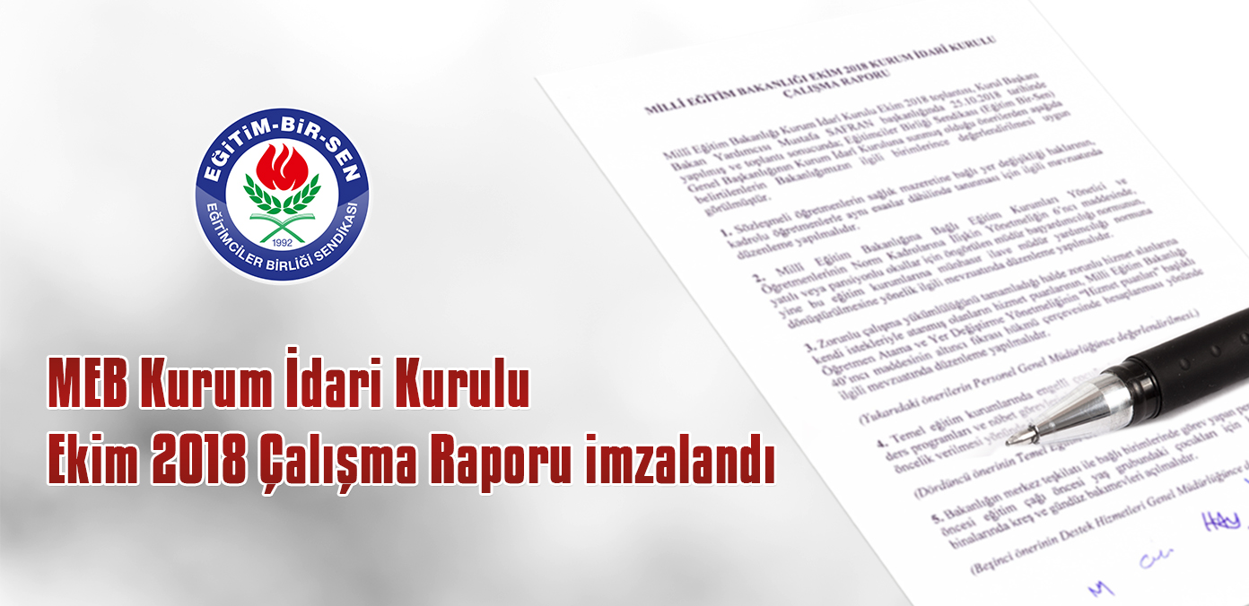 MEB Kurum İdari Kurulu Ekim 2018 Çalışma Raporu imzalandı