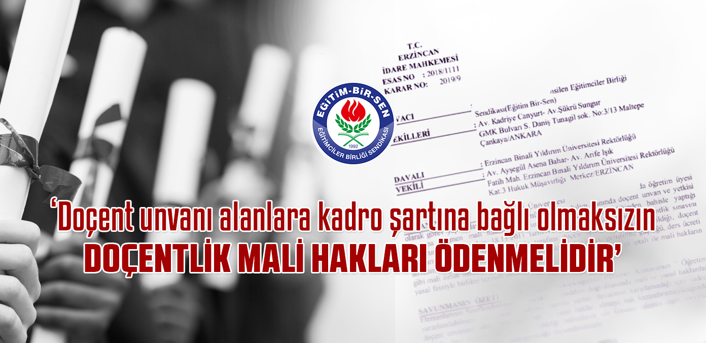 'Doçent unvanı alanlara kadro şartına bağlı olmaksızın doçentlik mali hakları ödenmelidir'