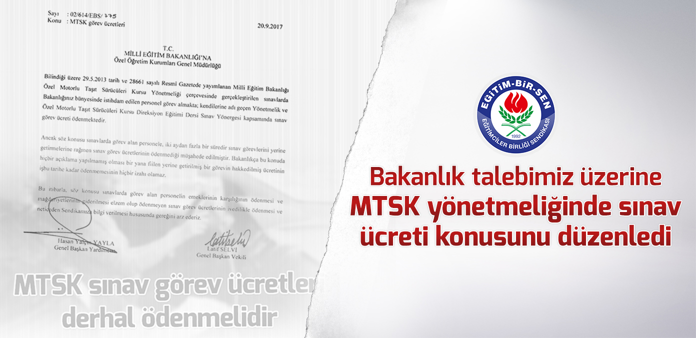 Bakanlık talebimiz üzerine MTSK yönetmeliğinde sınav ücreti konusunu düzenledi